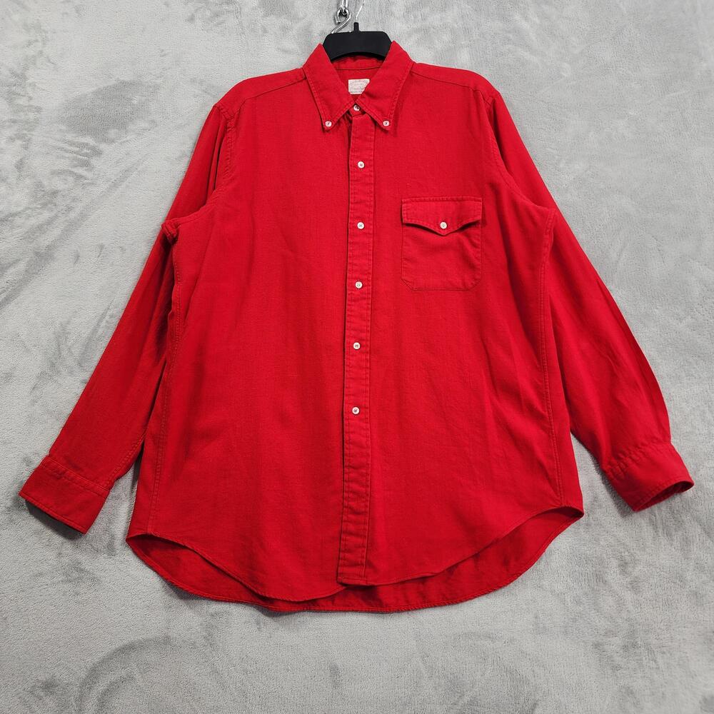 Vintage Brooks Brothers Shirt Mens XL Red Flannel Wool Button Down Long Sleeve
